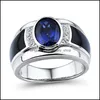 Med sidogenar sier ringar mode vintage platinum pl￤terad personlighet lyx safir ring inlagd svart onyx charm m￤n droppe Deliv dhppw