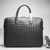 Briefcases Luxury Brand Men's Top Genuine Leather Business Briefcase Portable Large Capacity Fashion Shoulder Messenger Woven Bag 230211