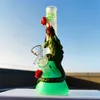 10 Inch Glass Bong Water Pipe 3D Animal Lizard Roses Blue&Purple&Green Dab Rig Hookah Smoking Bubbler 14mm Bowl&Stem