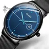 Montres-bracelets pour hommes, sport de loisirs, ceinture en maille, diamant lumineux, étanche, ultra-mince, montre à quartz en acier inoxydable