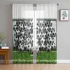 Cortina blanco y negro esfera de fútbol deportes tul cortinas de ventana transparentes para sala de estar dormitorio cortinas decorativas de gasa