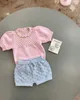 T-shirts Kid Knit T Shirts 2022 New Summer M p Brand Girls Cute Short Sleeve T Shirts for Baby Toddler Cotton Tops Tees Clothes T230209