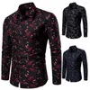 Camisas casuales para hombres Botones delgados Camisa de impresión de manga larga Turn Down Collar Mujer Hoja Plus Size2649