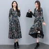 Casual Dresses Vintage Printed Dress For Women Autumn And Winter 2023 Temperament Slim Retro Knitted Big Pendulum Ladies Elbise T703