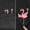 Men's T Shirts Flamingo Beer Pocket Tee Summer Printed T-shirt Men For Women Tops Black Cotton Funny Short Sleeve Drop