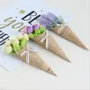 Decorative Flowers Team Bride To Be Kraft Paper Rose Lily Decoração de casamento Fake Artificial Seco Buds Craft DIY Gifts para as rajadas