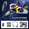 Electric/RC Aircraft Trick 4 Rotor RC Glider Aircraft Drone LED 2.4G Gravity Sensor Remote Control Helicopter Outdoor Plane Toys for Kids Boys 230210