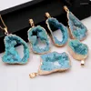 Pendant Necklaces Natural Agate Geode Piece Hollowed Out Necklace Amethyst Original Stone Inlaid With Gilt Edge Irregular Healing Jewe