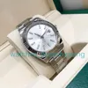 Super Quality Mens Dress Watch 41mm Silver Dial Mechanical Automatic Fluted Bezel 18k White Gold Sappire Glass President Wristwatch