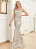 Party Dresses Lucyinlove Elegant V Neck Light Silver Sequin Evening Dress Women Sleeveless Party Maxi Dress Long Luxury Prom Gown Dresses 230210