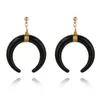 Stud Earrings 2023 Women Fashion Ox Horn High End Natural Shell Black Crescent Dangle Oversize Earring Jewelry Drop