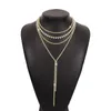 Pendant Necklaces Sexy Fashion Necklace Tassels Long Luxury Multilayer Rhinestone Jewelry Personality Retro Back Chain Women Wedding Party