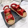 Womens Cowhide Beach Sandals Straw Woven Hemp Rope Soled Slippers Rubber Sole With Faux Pearls And Jewelry Adjustable Platform Sliders Mules Outdoor Casual Shoe