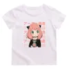 T 셔츠 Anya Spy X Family Tshirt 키즈 코튼 애니메이션 그래픽 T 셔츠 소년 반팔 여름 탑 Kawaii Shirts for Girls Cotton T230209