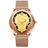 Wristwatches Skeleton Gold Black Men's Cool Watch Man Stainless Steel Quartz Wrist Watches Waterproof Luxury Business Men Skull Clock Classi