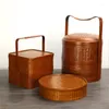 Ужины наборы посуды Retro Bamboo Tea Set Box Box Portable Snack Pizza