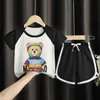 Ensemble de vêtements d'été pour bébés garçons et filles, t-shirt à manches courtes et Short avec imprimé de dessin animé, tenue de survêtement pour enfants en bas âge