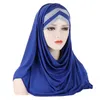 KepaHoo Forehead Cross Hair Wrap Scarf Solid Color Glitter Sequins Jersey Hijab Muslim Headband Women Turban Hair Cap Headscarf