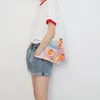収納バッグ女性梨の果物刺繍透明なゼリーメッセンジャーショルダーショッピングポーチオーガンザバッグ日本語スタイルのハンドバッグストラージストーグ