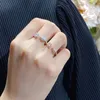 Anéis de prata esterlina 925 para mulheres, anel de casamento 18k, ouro rosa, design de anel aberto 2281d