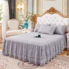 Bed Skirt Lace Bed Skirt Luxury Princess Girl Bedspread Queen King Size Spring Fitted Sheets Bed Mattress Cover Retro Bedding with Skirt 230211