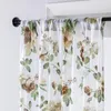 Curtain Printed Peony Floral Short Tulle Curtains For Kitchen Window Voile Sheer In The Living Room Customized Finished