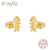 Stud Küpe Romad Moda S925 STRING Silver Ins Rüzgar Kaktüsü / Yahudi Yaprak Arrow Balık Kemik Fasulyesi Kadın Hediye