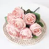 Decorative Flowers Simulated Roses 9 Heads Bouquets Holding Wedding Hall Decoration Home Vase Arrangement Pography Prop Artificial Silk