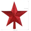 Christmas Decorations Inch Tree Topper Star 3d Xmas Glitter Treetop Decor For Party Holiday- Red