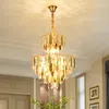 Lampadari a LED Lampadario di cristallo moderno American Luxury Shining Lights Fixture El Home Illuminazione interna Dia50cm