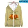 Erkek Hoodies Mutlu Şükran Günü 3d Hoodie Baskı Moda Erkekler Kadın Fermuar Ceketleri Uzun Kollu Homme Hooded Sweatshirts Tops 4xl