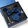 Sect Tie Set Gift Box Упаковка Men Brand Роскошная галстука карманная квадратная свадебная мужская шелковая галстука для заполотки для галстуков и броши набор 230210