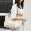 Evening Bags Drop Art Stitching Women Woven Tote Bag Ins Retro Contrast Color Handbag Fashion Burr Shoulder Female Shopper