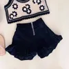 Clothing Sets Summer New Vintage Crochet with Knitted Girls Sweater Vest Hollow Out Suspender Short Children's Suit Baby Girl Clothes