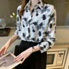 Kvinnor BLOUSES 2023 Large Leopard Print Chiffon Shirt European och American Fashion Women's Long Short Sleeve Summer Top Lady