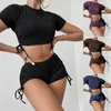 Sunken Stripe Lace Up Conservative Fashion Split Swimsuit Womens Boxer Tight