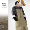 Protective Sleeves Korean Japanese Restaurant Canvas Bib Waterproof Coverall Overalls Apron Cotton Kitchen 230211