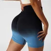 Tenue de Yoga nouveau dégradé été taille haute Shorts sans couture bout à bout cyclisme Gym femmes pantalon respirant Sports de plein air leggings