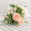 Fiori decorativi Marca Seta artificiale di alta qualità Fiore di rosa Matrimonio Casa Autunno Decorazione Grande bouquet Disposizione falsa di lusso I