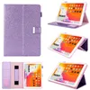 Bling Glitter Wallet Cuir Tablet PC Cases Sacs pour iPad 10.2 9.7 2021 Mini 5 6 2021 2022 Pro 11 10.5 Air 3 4 avec stylo fente pour crayon Auto Sleep Wake Skin Cover