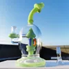 2022 9 inch Heady Bong Cream Green Green Hookah Glas Bong Dabber Rig Recycler Pijpen Water Bongs Rookpijp 14,4 mm Vrouwelijk gewricht met gewone kom