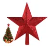 Christmas Decorations Inch Tree Topper Star 3d Xmas Glitter Treetop Decor For Party Holiday- Red