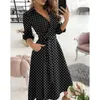 Robes décontractées cravate teinture dégradé femmes chemise robe 2023 élégant mode bureau dame col en v Cardigan fille longue tunique surdimensionnée