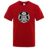 Herren-T-Shirts Herren hochwertiger T-Shirt-Baumwoll-Kaffee-Freizeit-Hemd-Schädel Druck kurzärmelig T-Shirt O-Neck T-Shirt