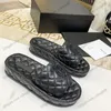 Classic Real Leather Womens Platform Heels Slippers Quilted Texture Sandals Round Toes Mules Brown Black Yellow Sliders Flip Flops Loafers Beach Shoes Shower Room