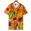 Chemises décontractées pour hommes Mode d'été Cardigan pour hommes Maillot de baseball Fruit 3D Imprimer Manches courtes Harajuku Street Sports Shirt