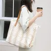 Evening Bags Drop Art Stitching Women Woven Tote Bag Ins Retro Contrast Color Handbag Fashion Burr Shoulder Female Shopper