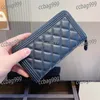 CC Portefeuilles Luxurious Boy Two Fabrics Material Emlem Wallet Designer Bag Caviar Suede Quilted Clutch Hardware Mini Tote Classic Zipper Card Holder Coin P