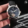 Armbandsur Mens Mechanical Watch Automatic Brown Leather Moon Phase Tourbillion