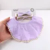 INS Simple baby bibs 100% cotton Solid Color With Bow Headband Design Infants Baby Feeding